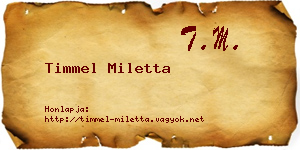 Timmel Miletta névjegykártya